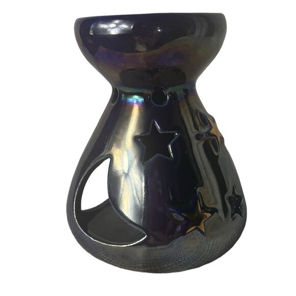 Vintage Marex Liquid Incense Burner Iridescent Blue Celestial Moon Stars Poland - Picture 5 of 9